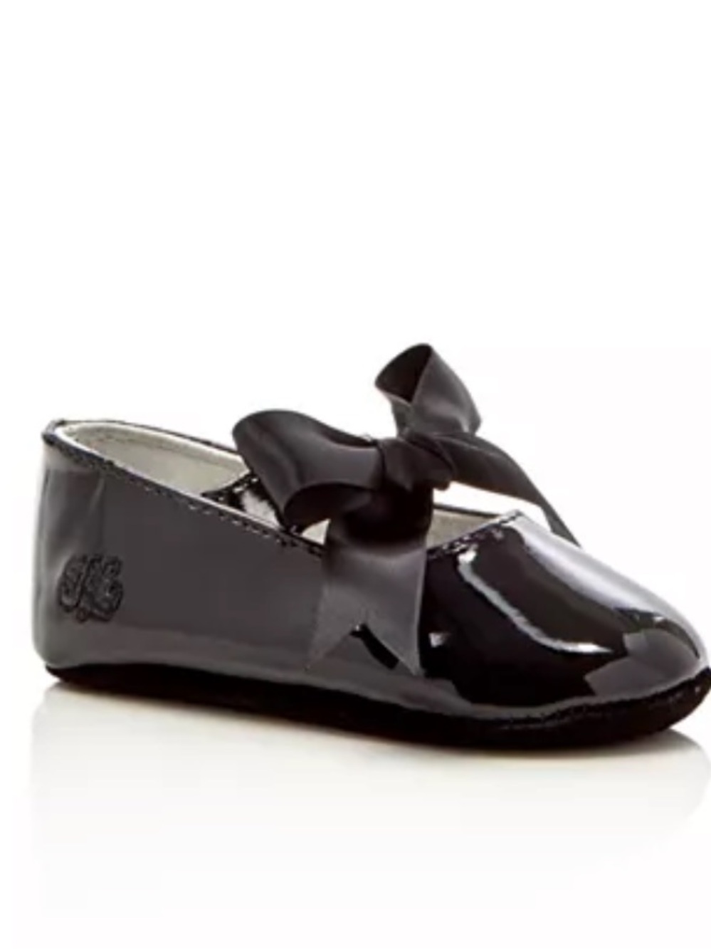 RALPH LAUREN baby Briley Mary Jane Flats Black Patent with Ribbon sz 3